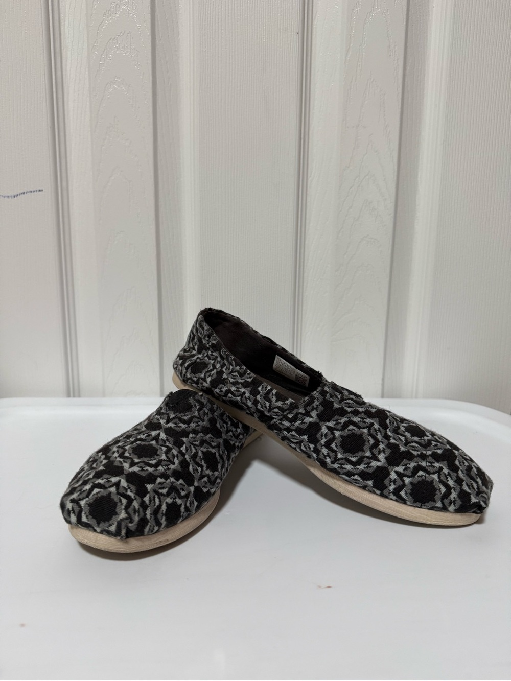 Black Patterned Slip-On Women's TiFlats